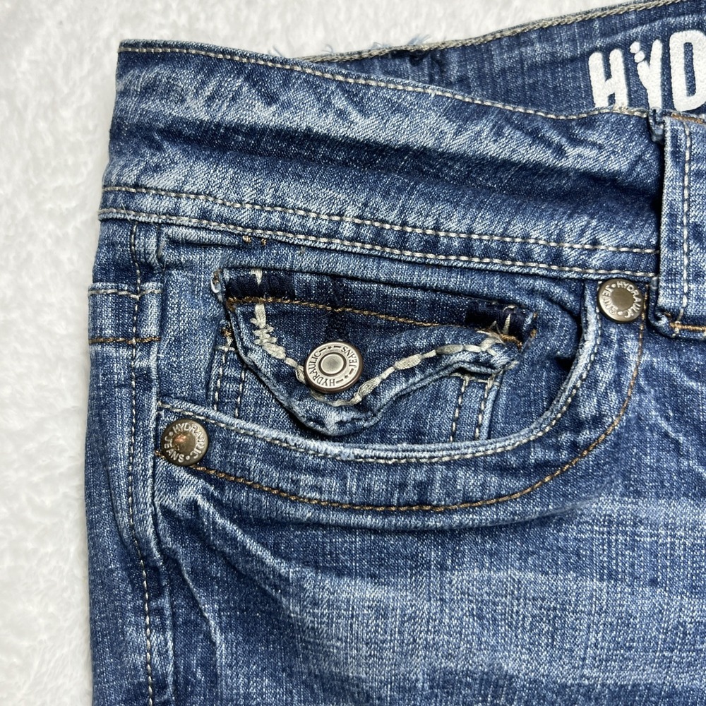 Hydraulic Jeans Distressed Ultra Super Skinny Low Rise Juniors 1/2 Blue - Picture 6 of 16